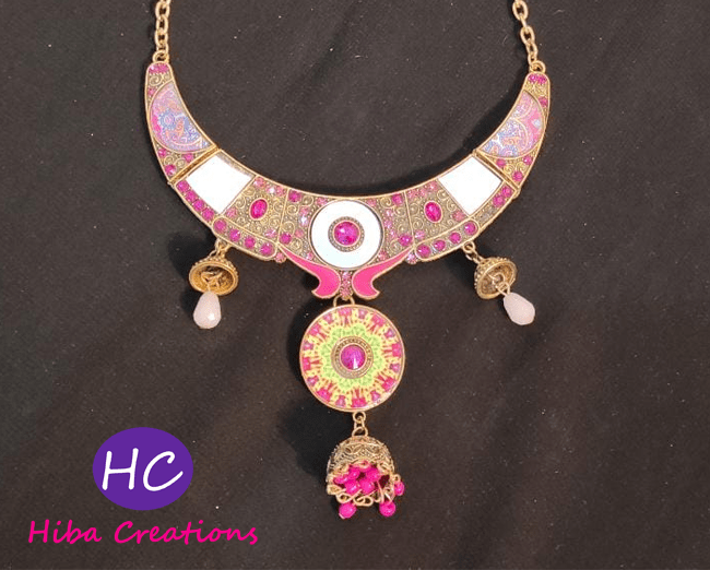 Shisha Necklace Pink Set Design with Price in Pakistan 2021